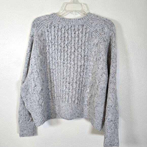 Universal Thread Cable Knit Sweater Women's M Gray Flecked Dolman Sleeve Winter - Picture 2 of 6